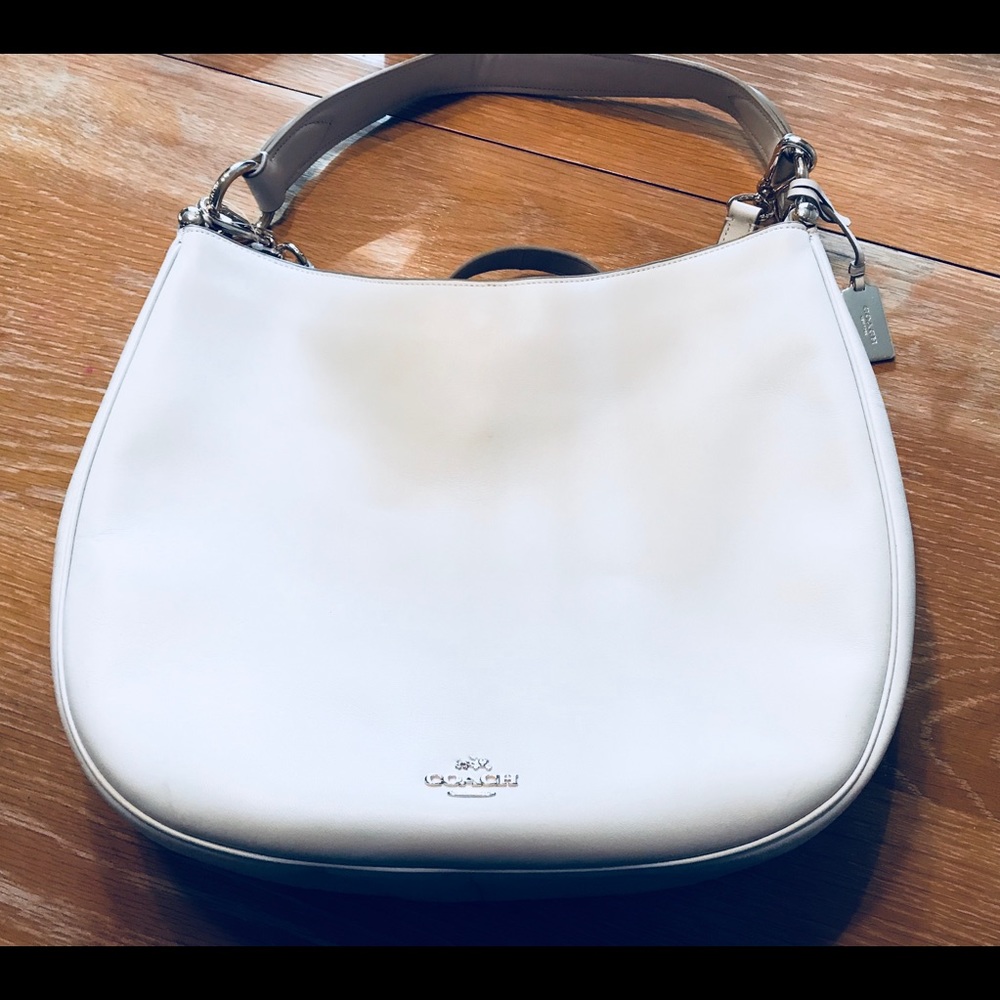 Coach Hobo Leather Shoulder Tote Chalk Color.
